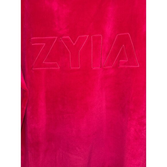 ZYIA Active size Large Fuchsia Pink Velvet Spell Out Pullover Sweatshirt NEW - Picture 3 of 5